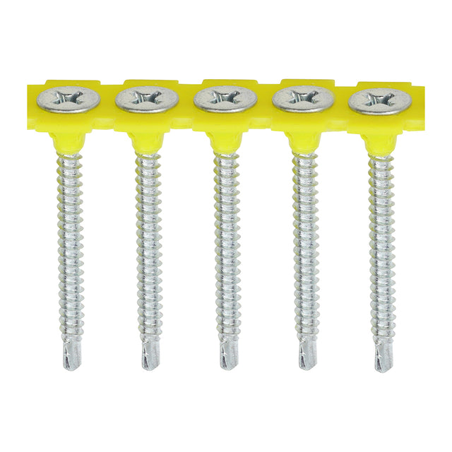 This is an image of Timco - Collated Drywall Screws - PH - Bugle - Self Tapping Thread - Self Drilling - Zinc 3.5 x 45mm - (1000 PCS Box) 00045COLLSD