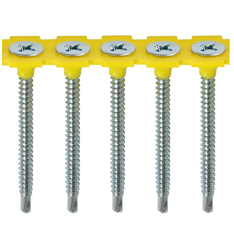 This is an image of Timco - Collated Drywall Screws - PH - Bugle - Self Tapping Thread - Self Drilling - Zinc 3.5 x 50mm - (1000 PCS Box) 00050COLLSD