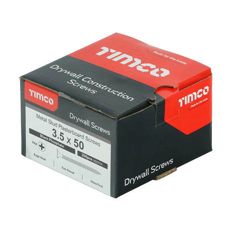 This is an image of Timco - Drywall Screws - PH - Bugle - Fine Thread - Grey 3.5 x 50mm - (200 PCS Box) 00050DRYS