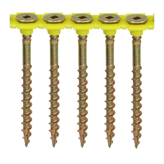 This is an image of Timco - Collated Flooring Screws - SQ - Countersunk - Yellow 4.2 x 55mm - (1000 PCS Box) 00055COLLF