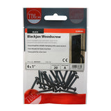 This is an image of Timco - Blackjax Screws - PZ - Round - Black 6 x 1" - (20 PCS TIMpac) 00061BJCP
