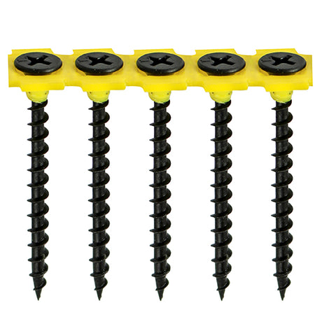 This is an image of Timco - Collated Drywall Screws - PH - Bugle - Coarse Thread - Black 4.2 x 65mm - (500 PCS Box) 00065COLDYS