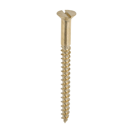 This is an image of Timco - Solid Brass Timber Screws - SLOT - Countersunk 8 x 2" - (200 PCS Box) 00082CBS