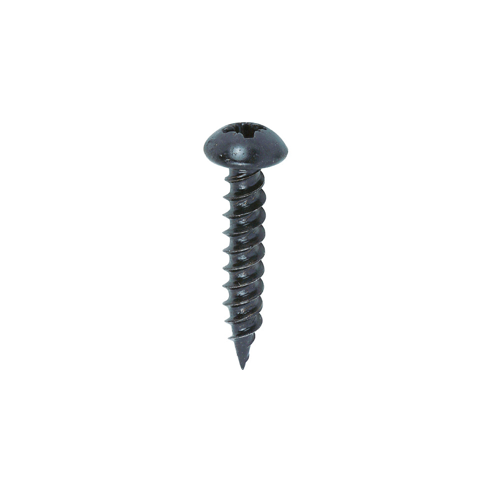 This is an image of Timco - Blackjax Woodscrews - PZ - Round - Black Organic 10 x 1" - (200 PCS Box) 00101BJC