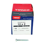 This is an image of Timco - Twin-Threaded Woodscrews - PZ - Round - Zinc 12 x 2" - (200 PCS Box) 00122CRWZ