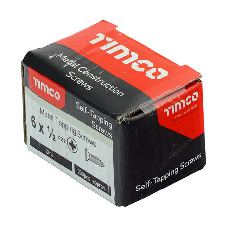 This is an image of Timco - Self-Tapping Screws - PZ - Countersunk - Zinc 6 x 1/2" - (200 PCS Box) 00612CCAZS