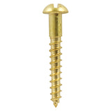 This is an image of Timco - Solid Brass Timber Screws - SLOT - Round 6 x 1 1/2" - (200 PCS Box) 06112RBS