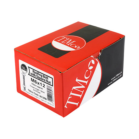 This is an image of Timco - Roofing Bolts with Square Nuts - Zinc M6 x 16mm - (200 PCS Box) 0616RB