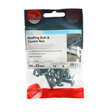 This is an image of Timco - Roofing Bolts & Square Nuts - Zinc M6 x 25mm - (10 PCS TIMpac) 0625RBP