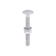 This is an image of Timco - Carriage Bolts Hex Nuts & Form A Washers - Dome - Exterior - Silver M6 x 50mm - (10 PCS TIMbag) 0650CBI