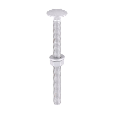 This is an image of Timco - Carriage Bolts Hex Nuts & Form A Washers - Dome - Exterior - Silver M6 x 75mm - (10 PCS TIMbag) 0675CBI