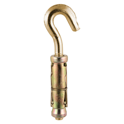 This is an image of Timco - Forged Hooks with Shield Anchors - Yellow M6 - (20 PCS TIMbag) 06HOOKB