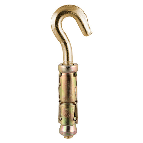 This is an image of Timco - Forged Hooks with Shield Anchors - Yellow M6 - (2 PCS TIMpac) 06HOOKP