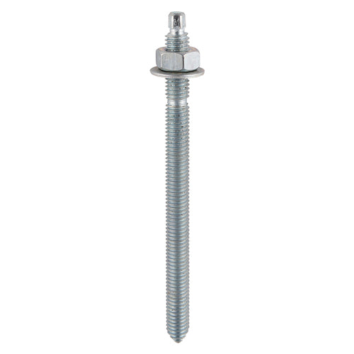 This is an image of Timco - Chemical Anchor Threaded Studs, Nuts & Washers - Zinc M8 x 110mm (10 PCS Box) PCS08110CS