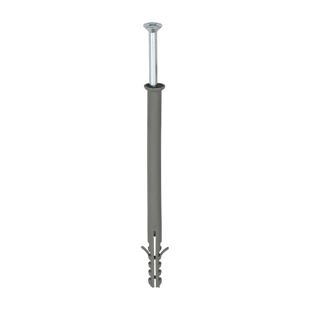 This is an image of Timco - Nylon Frame Fixing - PZ - Zinc 8.0 x 120mm - (100 PCS Box) 08120NFF