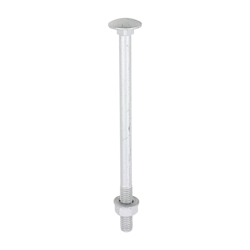 This is an image of Timco - Carriage Bolts Hex Nuts & Form A Washers - Dome - Exterior - Silver M8 x 130mm - (10 PCS TIMbag) 08130CBI
