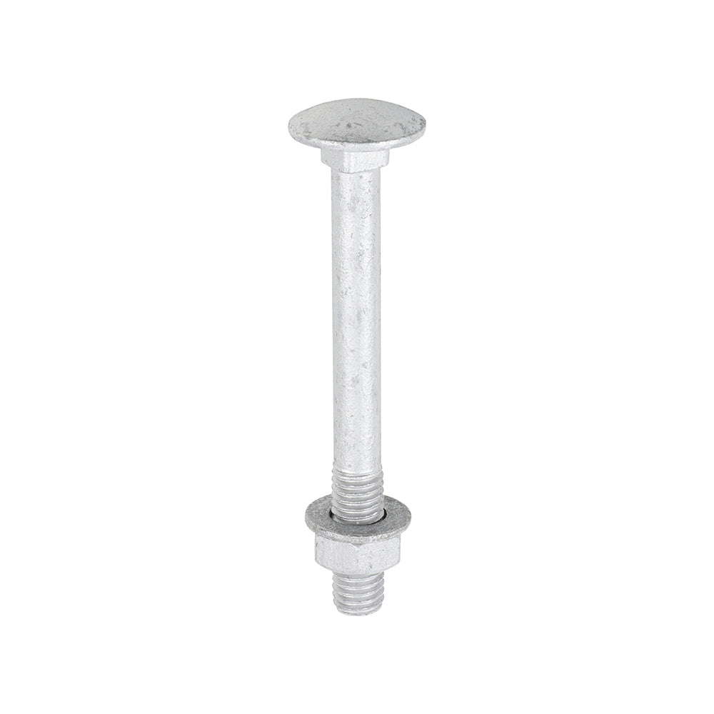 This is an image of Timco - Carriage Bolts Hex Nuts & Form A Washers - Dome - Exterior - Silver M8 x 75mm - (10 PCS TIMbag) 0875CBI
