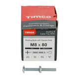 This is an image of Timco - Roofing Bolts with Square Nuts - Zinc M8 x 80mm - (50 PCS Box) 0880RB