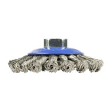 This is an image of Timco - Angle Grinder Bevel Brush - Twisted Knot Stainless Steel 100mm (1 Each Blister Pack) 100TBTSS