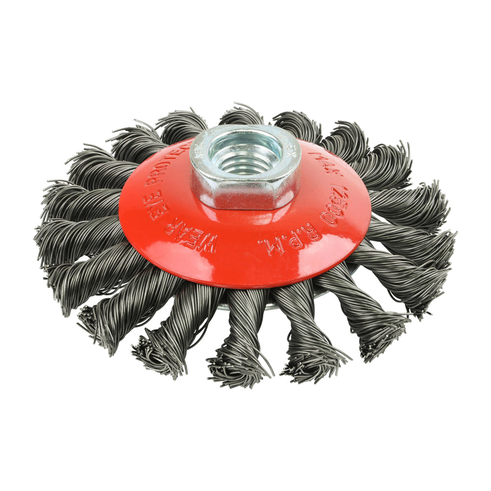 This is an image of Timco - Angle Grinder Bevel Brush - Twisted Knot Steel Wire 100mm (1 Each Box) 100TBT