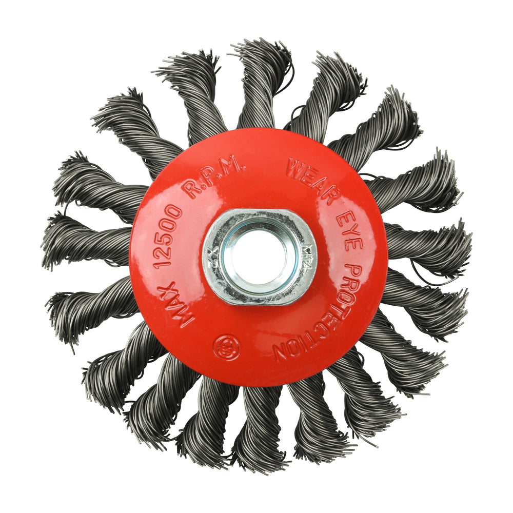 This is an image of Timco - Angle Grinder Bevel Brush - Twisted Knot Steel Wire 100mm (1 Each Box) 100TBT