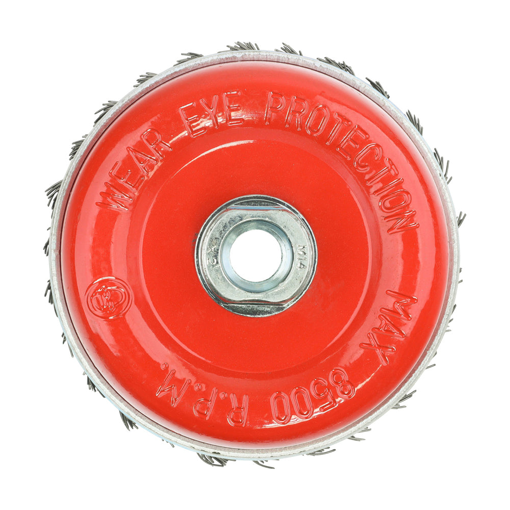 This is an image of Timco - Angle Grinder Cup Brush - Twisted Knot Steel Wire 100mm (1 Each Box) 100TCT
