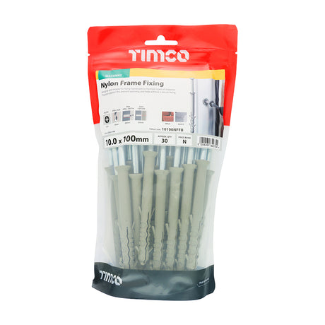 This is an image of Timco - Nylon Frame Fixings - PZ - Zinc 10.0 x 100mm - (30 PCS TIMbag) 10100NFFB