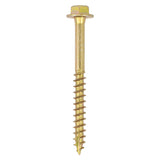 This is an image of Timco - Advanced Coach Screws - Hex Flange - Yellow 10.0 x 100mm - (50 PCS Box) 10100SCSY
