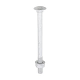 This is an image of Timco - Carriage Bolts Hex Nuts & Form A Washers - Dome - Exterior - Silver M10 x 130mm - (10 PCS TIMbag) 10130CBI