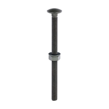 This is an image of Timco - Carriage Bolts Hex Nuts & Form A Washers - Dome - Exterior - Green M10 x 150mm - (10 PCS Bag) 10150INCB