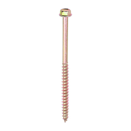 This is an image of Timco - Advanced Coach Screws - Hex Flange - Yellow 10.0 x 160mm - (18 PCS TIMbag) 10160SCSYB
