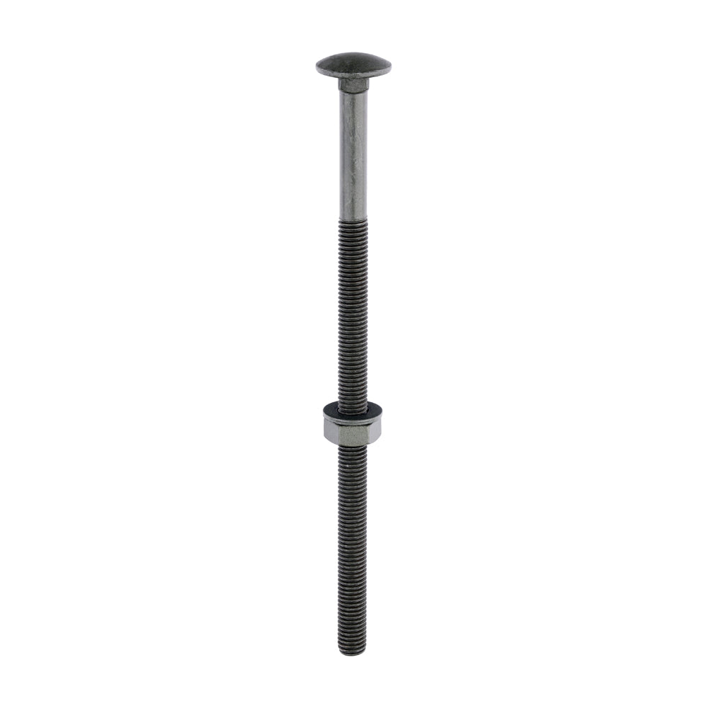 This is an image of Timco - Carriage Bolts Hex Nuts & Form A Washers - Dome - Exterior - Green M10 x 200mm - (10 PCS Bag) 10200INCB