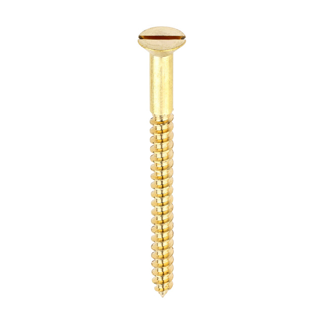 This is an image of Timco - Solid Brass Timber Screws - SLOT - Countersunk 10 x 2 1/2" - (100 PCS Box) 10212CBS