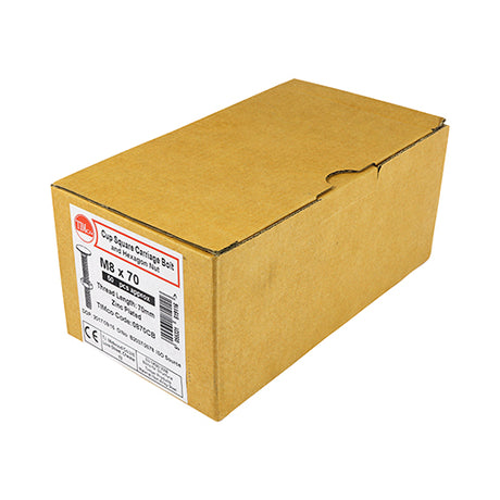 This is an image of Timco - Carriage Bolts & Hex Nuts - Zinc M10 x 25mm - (100 PCS Box) 1025CB