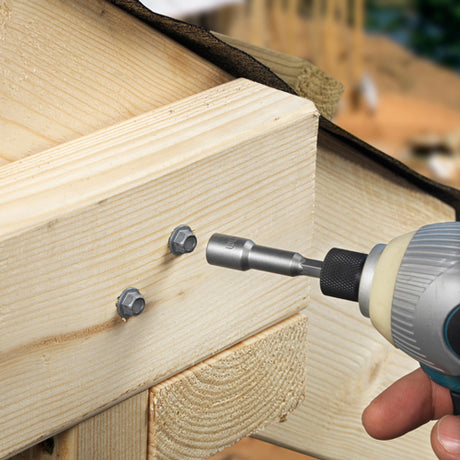 This is an image of Timco - Heavy Duty Timber Screws - Hex - Exterior - Silver 10 x 60mm - (10 PCS TIMbag) 1060INI