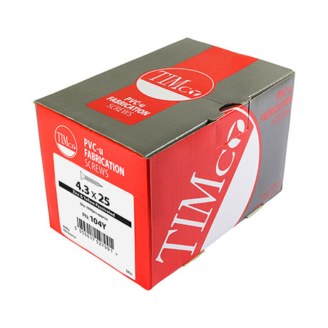 This is an image of Timco - Window Fabrication Screws - Countersunk - PH - High-Low Thread - Slash Point - Yellow 4.3 x 40mm - (1000 PCS Box) 106Y