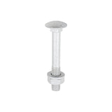 This is an image of Timco - Carriage Bolts Hex Nuts & Form A Washers - Dome - Exterior - Silver M10 x 75mm - (10 PCS TIMbag) 1075CBI