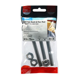 This is an image of Timco - Carriage Bolts & Hex Nuts - Stainless Steel M10 x 75mm - (3 PCS TIMpac) 1075CBSSP