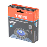 This is an image of Timco - Angle Grinder Wheel Brush - Twisted Knot Stainless Steel 115mm (1 Each Box) 115TWTSS