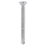 This is an image of Timco - Window Fabrication Screws - Countersunk - PH - Self-Tapping Thread - Self-Drilling Point - Martensitic Stainless Steel & Silver Organic 3.9 x 25mm - (1000 PCS Box) 123SS