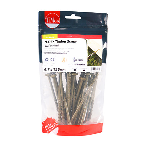 This is an image of Timco - Timber Screws - TX - Wafer - Exterior - Green 6.7 x 125mm - (30 PCS TIMbag) 125INDEXWB