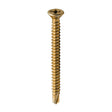 This is an image of Timco - Window Fabrication Screws - Countersunk - PH - Self-Tapping - Self-Drilling Point - Yellow 3.9 x 45mm - (500 PCS Box) 127Y