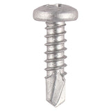 This is an image of Timco - Window Fabrication Screws - Pan - PH - Self-Tapping - Self-Drilling Point - Martensitic Stainless Steel & Silver Organic 4.2 x 16mm - (1000 PCS Box) 131SS