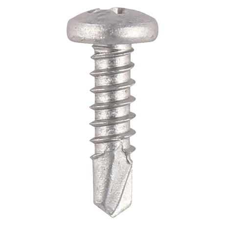 This is an image of Timco - Window Fabrication Screws - Pan - PH - Self-Tapping - Self-Drilling Point - Martensitic Stainless Steel & Silver Organic 4.2 x 16mm - (1000 PCS Box) 131SS
