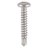 This is an image of Timco - Window Fabrication Screws - Pan - PH - Self-Tapping - Self-Drilling Point - Martensitic Stainless Steel & Silver Organic 4.2 x 16mm - (1000 PCS Box) 131SS