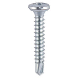 This is an image of Timco - Window Fabrication Screws - Friction Stay - Shallow Pan Countersunk - PH - Self-Tapping - Self-Drilling Point - Zinc 3.9 x 19mm - (1000 PCS Box) 136Z