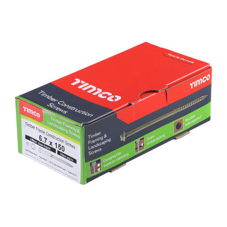 This is an image of Timco - Timber Frame Construction & Landscaping Screws - Hex - Exterior - Green Organic 6.7 x 150mm - (50 PCS Box) 150IN
