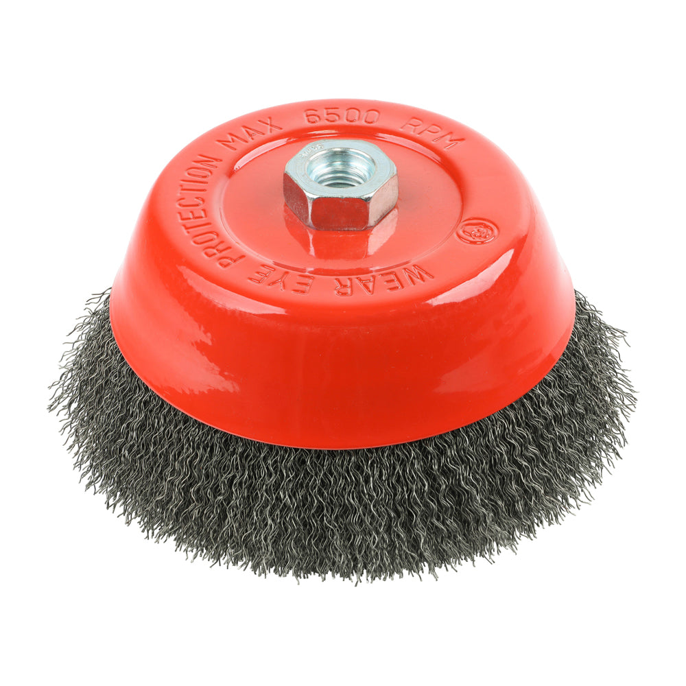 This is an image of Timco - Angle Grinder Cup Brush - Crimped Steel Wire 150mm (1 Each Blister Pack) 150TCC