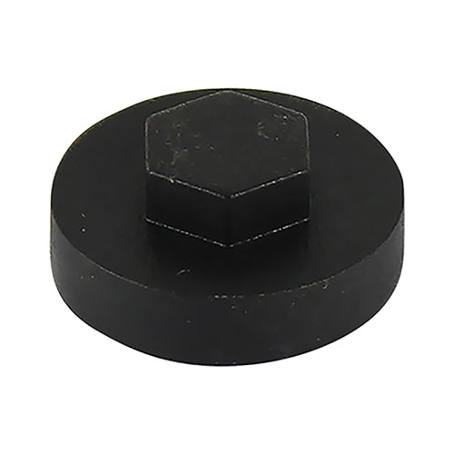 This is an image of Timco - Hex Head Cover Caps - Black 16mm - (1000 PCS Bag) 1600E53CAP