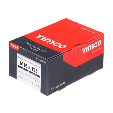 This is an image of Timco - Throughbolts - Zinc M16 x 125mm - (25 PCS Box) 16125TB